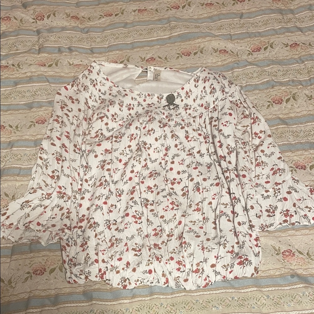 Floral White Blouse